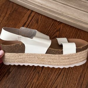 White Platform Sandals with Heel strap